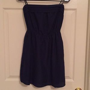 Navy blue tube top mini dress